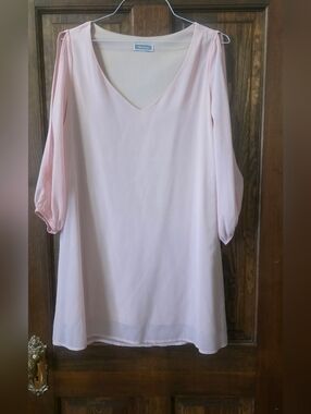 Women's Pale Pink V-Neck Dress- Women's Medium